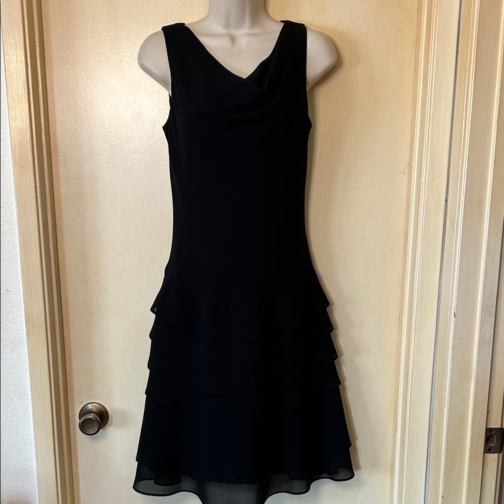 Joseph Ribkoff Black Tiered Midi Dress size S